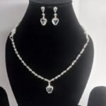 Luxury Heart-Shaped Single Layer American Diamond Necklace & Earring Set