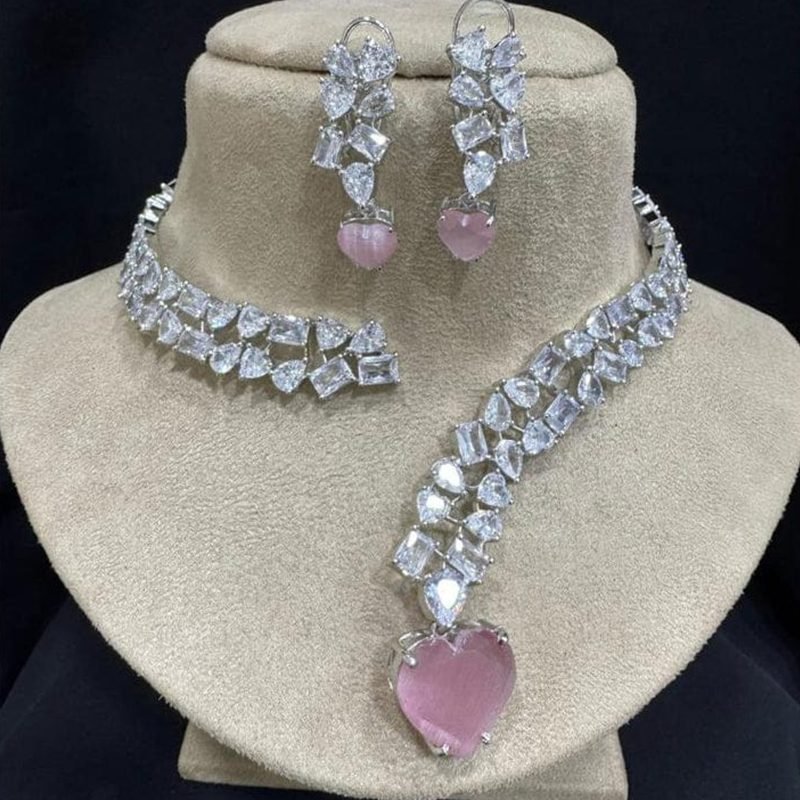 AD Heart Shap Jwellery Set | Luxury Necklace & Earring Set