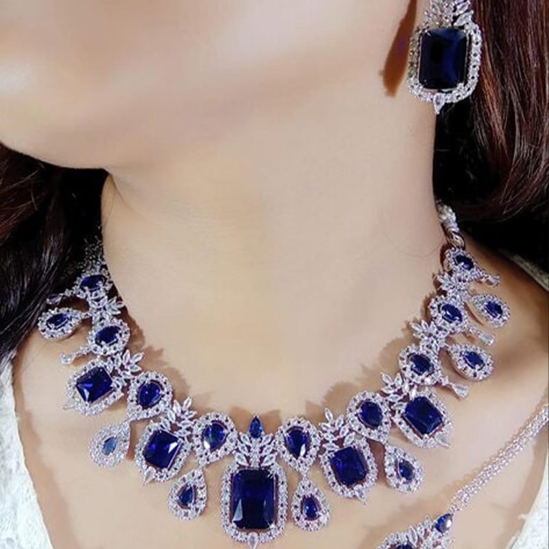 Ruby Blue Stone Necklace