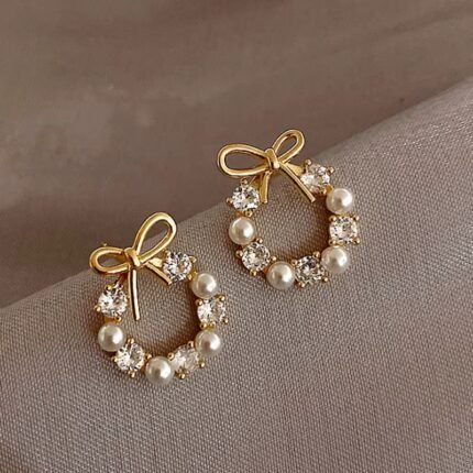 Pearl Bow Knot Stud Earring