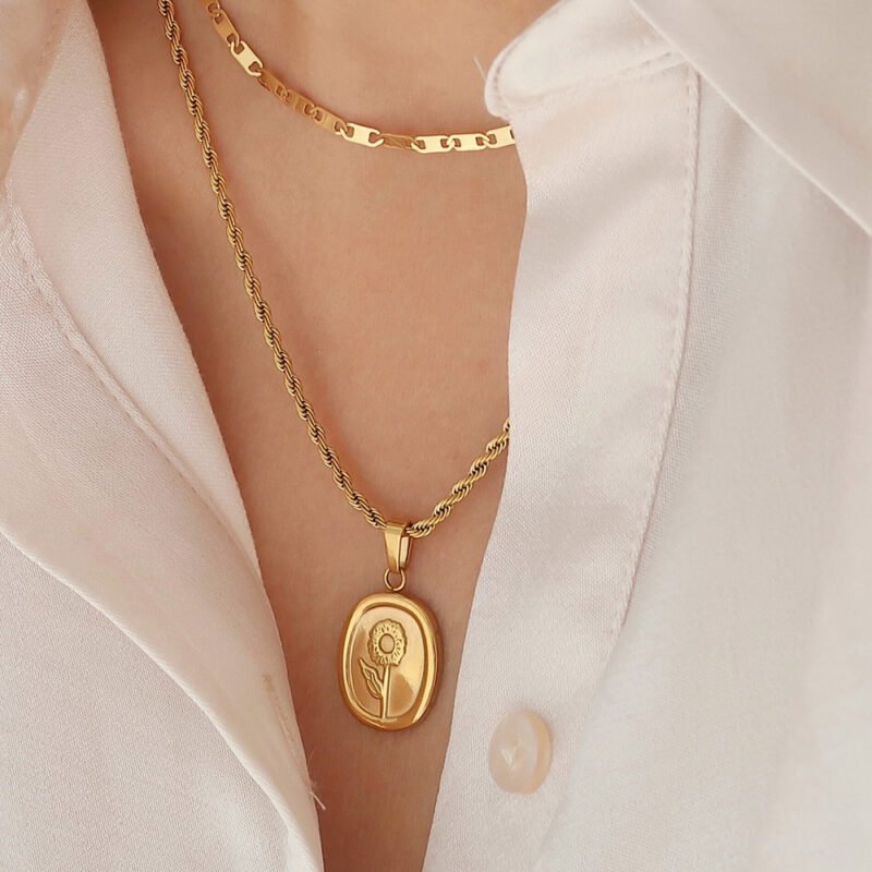 Buy Gold Plated Sunflower Medallion Necklace for Women