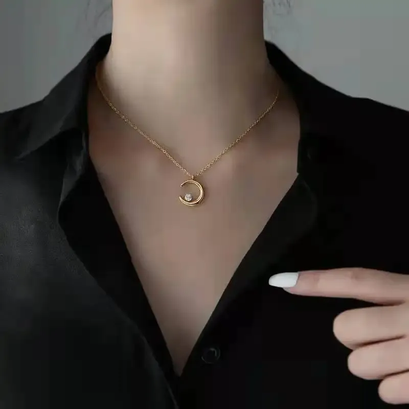 Buy Gold Crescent Moon Necklace Online In India Buy Gold Crescent Moon Necklace Online In India