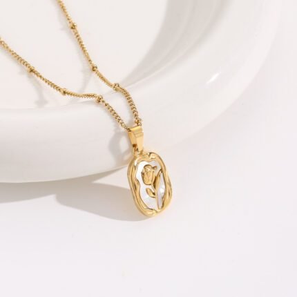Buy Gold-Plated Rose Pendant Necklace for Women