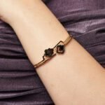 Black Clover Gold-Plated Bracelet with black enamel charm by Glamio Collection