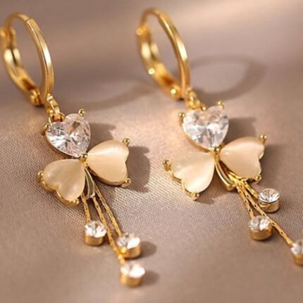 Butterfly Bow Drop Earrings | Gold Plated Anti-Tarnish Dangle Earrings