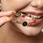 Black Round Gold Plated Bracelet