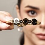 Elegant Gold-Plated Black Enamel Designer Bracelet