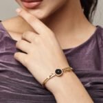 Black Round Gold Plated Bracelet