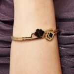 Dual Black Clover Gold Plated Bracelet