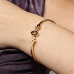 Floral Charm Gold Bangle Bracelet