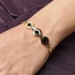 Elegant Gold-Plated Black Enamel Designer Bracelet