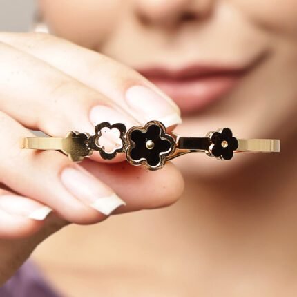 Gold-Tone Triple Flower Motif Bracelet