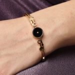 Black Round Gold Plated Bracelet
