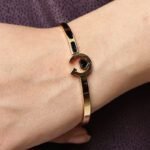 Heart-Hook Gold Bangle Bracelet