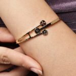 Gold Petal-Motif Cuff Bracelet