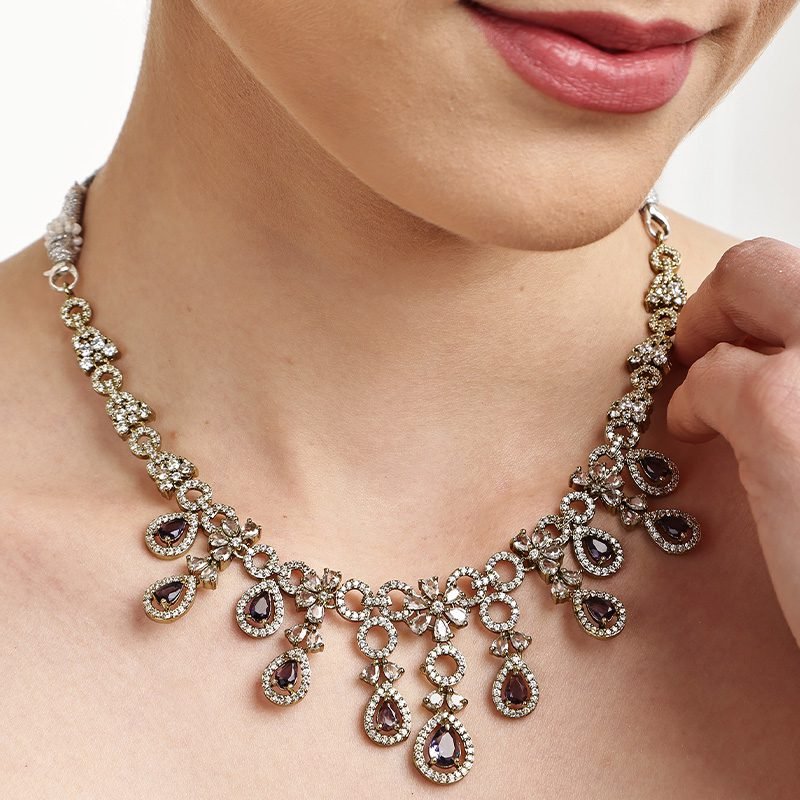 American Diamond Emerald Chandelier Jewelry Set