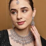 Victorian Inspired Zircon Choker Set with Maang Tikka