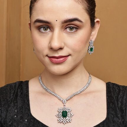 Buy Royal Green Necklace and Earring Set