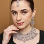 Victorian Inspired Zircon Choker Set with Maang Tikka