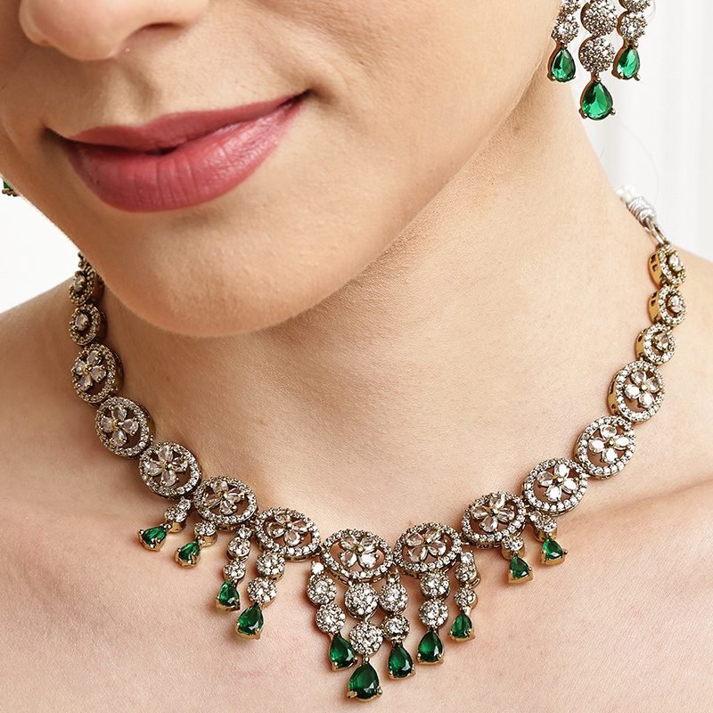 American Diamond Polki Necklace Set